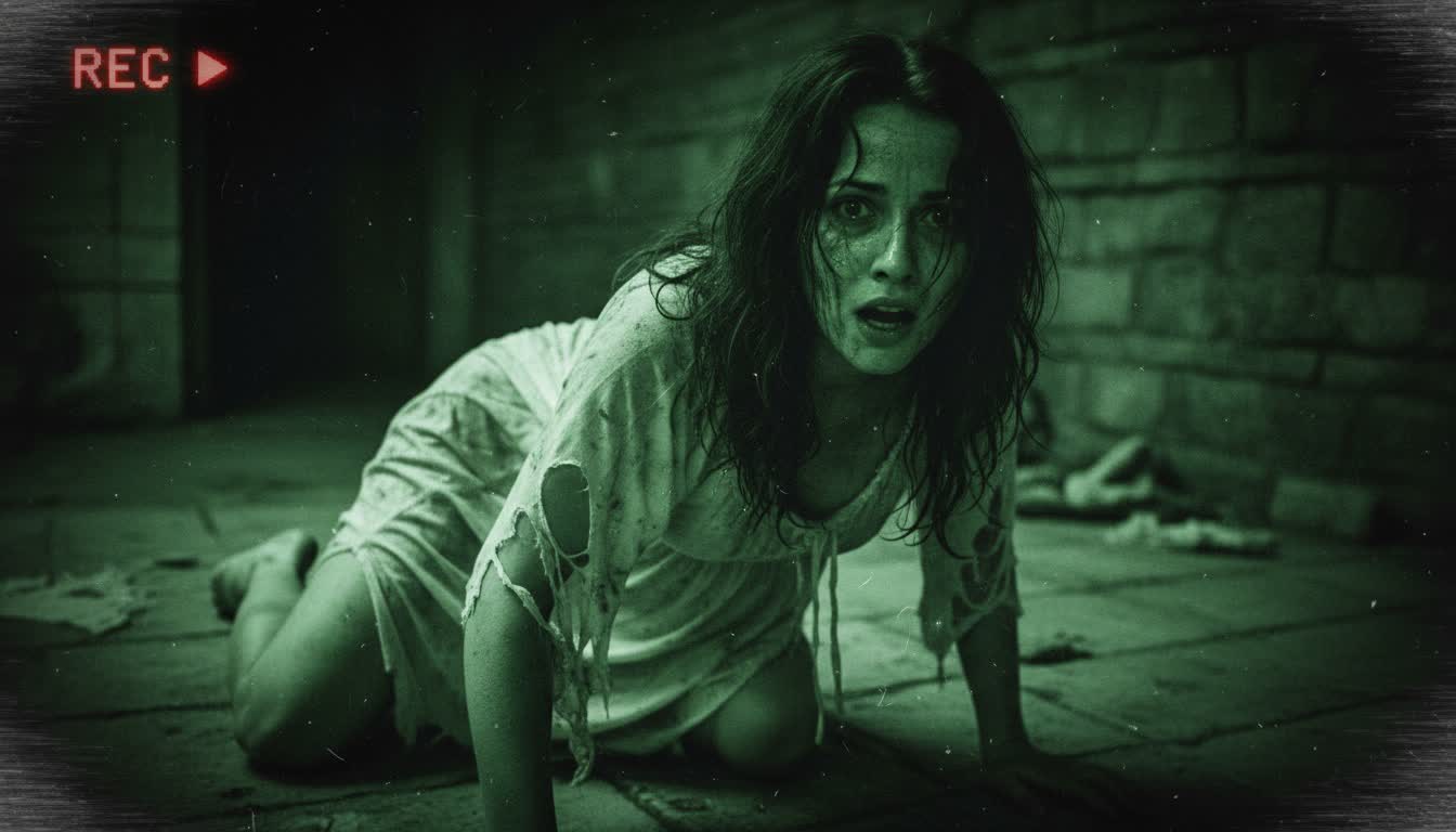 Analog horror: found footage dungeon escape with VHS tape degradation